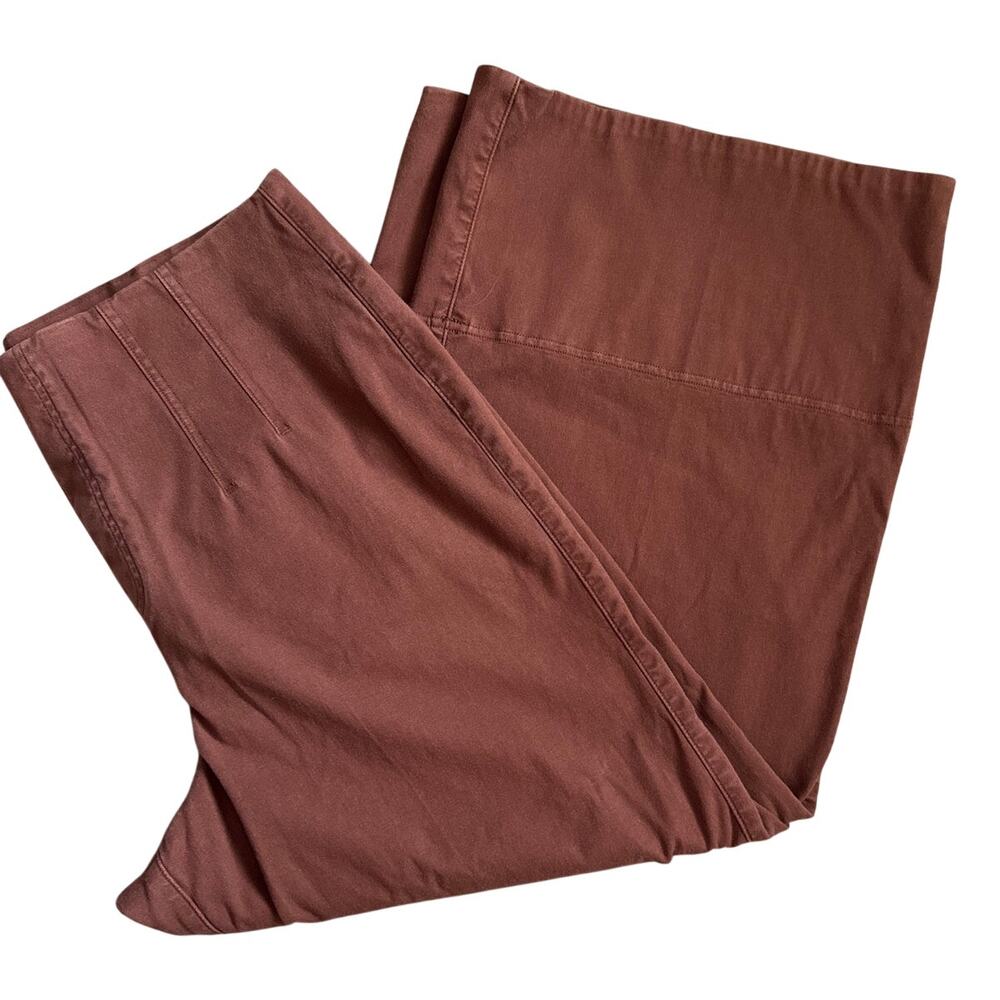 Spanx Plus Wide Leg Cropped Pull-On Twill Pant Hickory Brown Size 1X - Picture 7 of 9